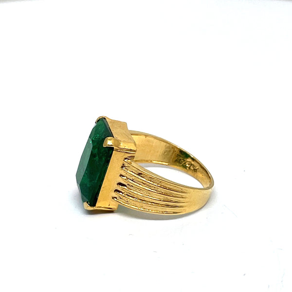 Green Stone Gold Ring Design Emerald Stone Ring For Men 22k Gold