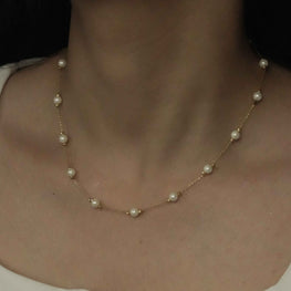 22K White Pearl Gold Chain