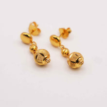 22k Gold Ball Style Charm Drop Studs