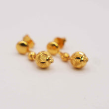 22k Gold Ball Style Charm Drop Studs
