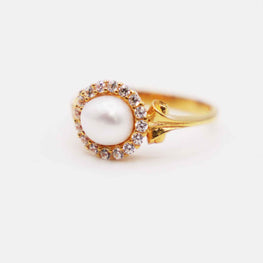 22K Gold Pearl Ring
