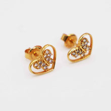 21K Gold Heart & Butterfly Studs