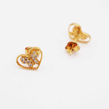 21K Gold Heart & Butterfly Studs