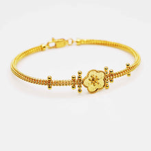 22K Gold Open-Lock Floral Style Bangle