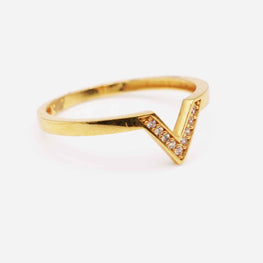 21K Gold V Shape Ring