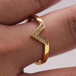 21K Gold V Shape Ring