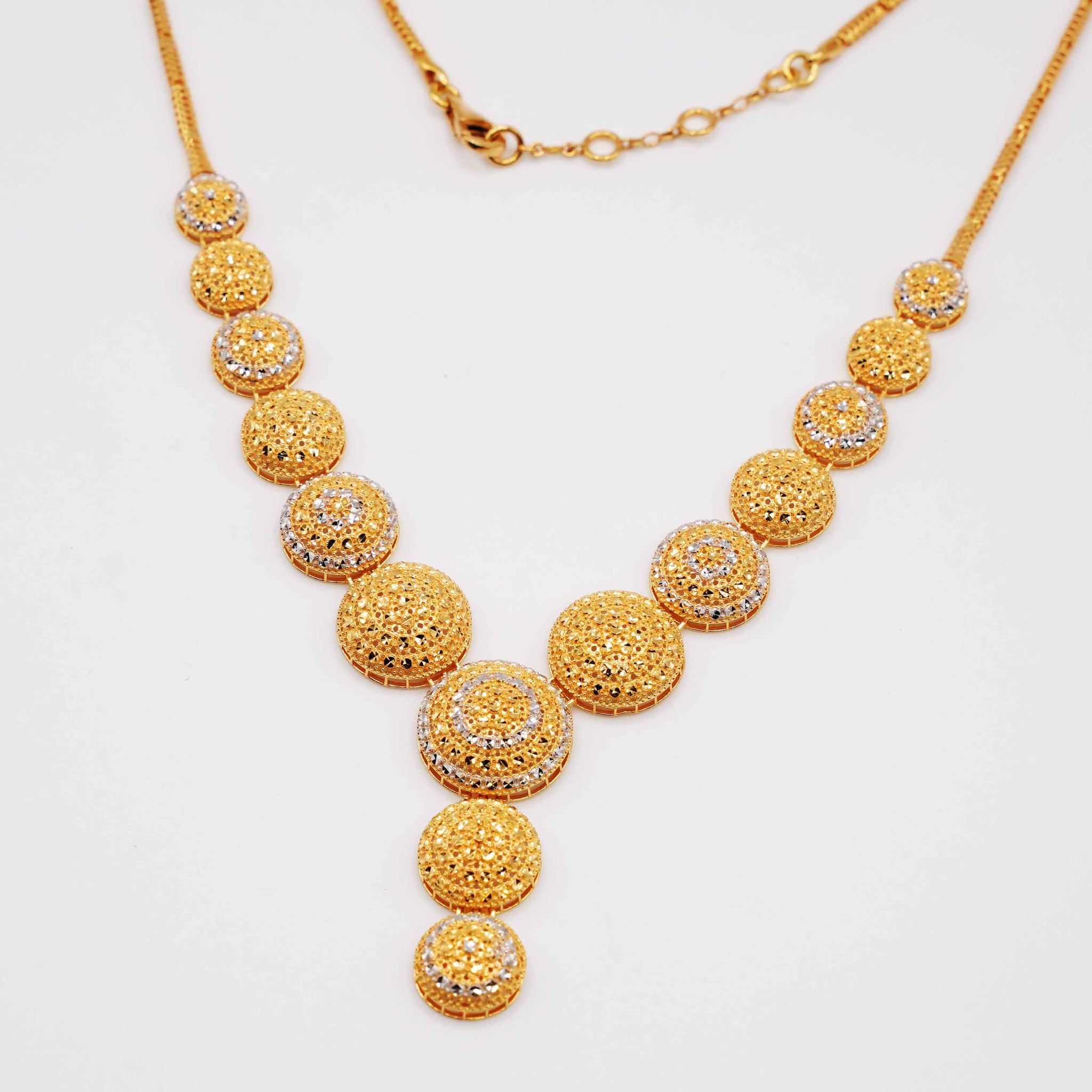 22K Gold Ball Two-tone Necklace
