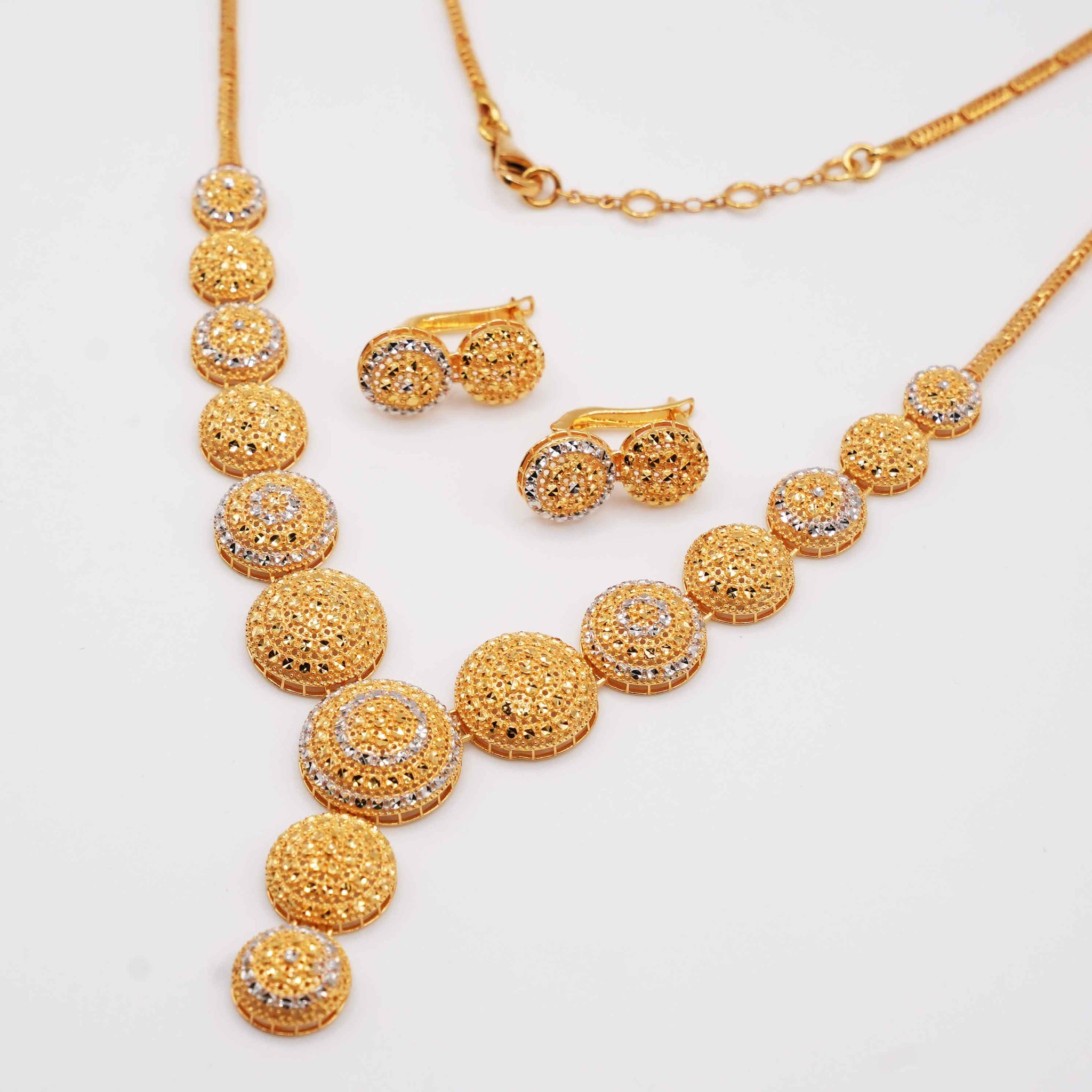 22K Gold Ball Two-tone Necklace