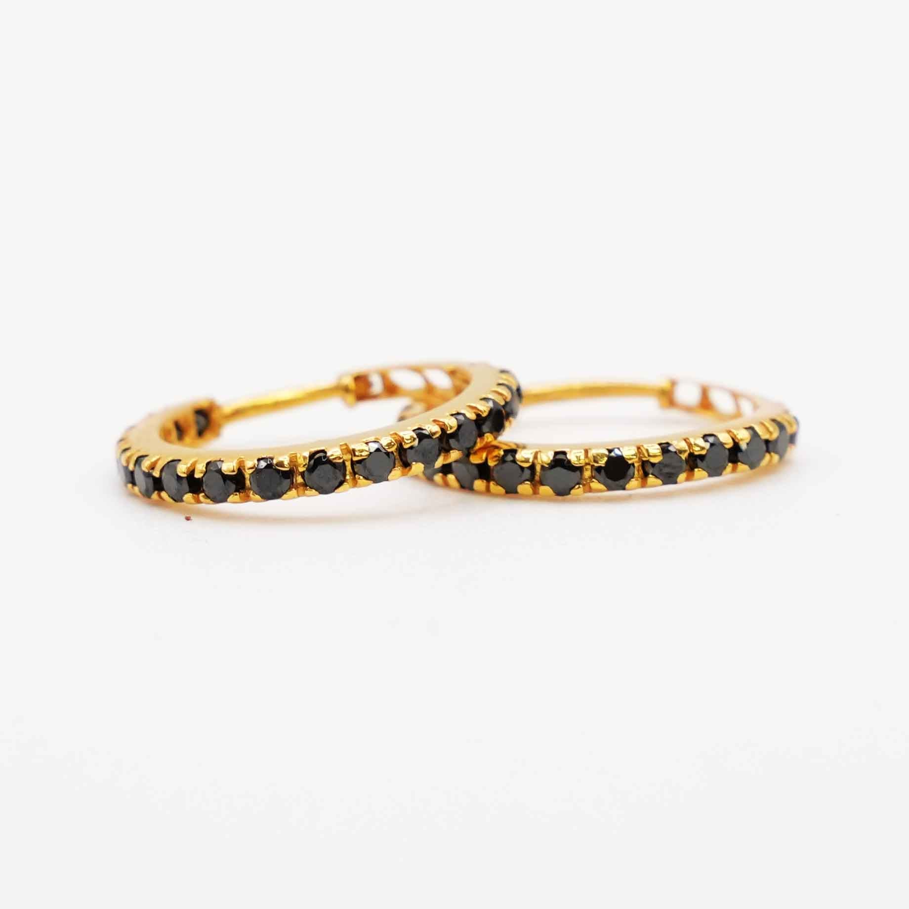 18K Gold Black Stone Earrings