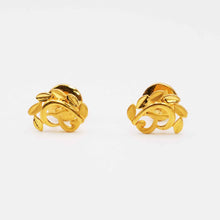 22k Gold Curved Leaf Shaped Studs