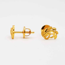 22k Gold Curved Leaf Shaped Studs