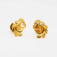 22k Gold Curved Leaf Shaped Studs