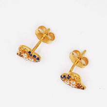 22K Gold Heart Shaped Multicolor Studs
