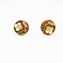 22K Gold Clover Style Multicolor Studs
