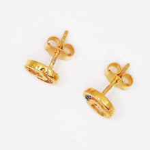 22K Gold Clover Style Multicolor Studs