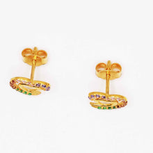 22K Gold Heart Shaped Multicolor Studs