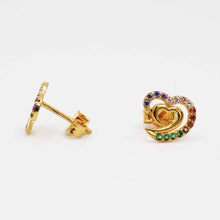 22K Gold Heart Shaped Multicolor Studs