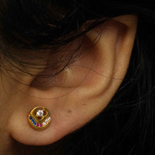 22K Gold Clover Style Multicolor Studs