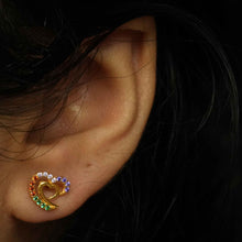 22K Gold Heart Shaped Multicolor Studs