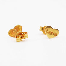 21K Gold Heart Shaped Studs