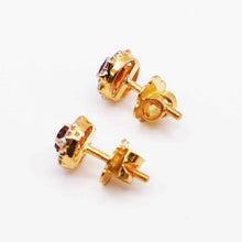 22K Gold Floral Studs with Zircon and Ruby