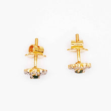 22K Gold Floral Studs with Zircon and Emerald