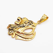 22K Gold Khanda & Lion Pendant