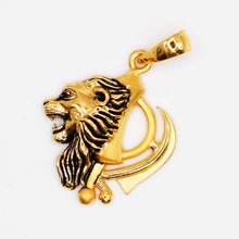 22K Gold Khanda & Lion Pendant