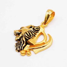22K Gold Khanda & Lion Pendant