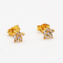 22K Gold Floral All White Studs