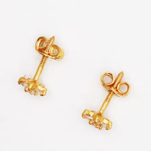 22K Gold Floral All White Studs