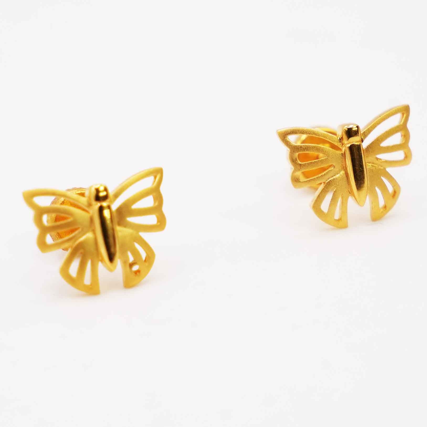 22K Gold Butterfly Studs