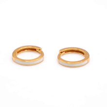 Gold Hoop Earrings with White Finish