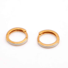 Gold Hoop Earrings with White Finish