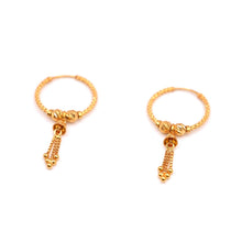 22K Gold Ball Hoop Earrings with Drop