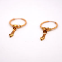 22K Gold Ball Hoop Earrings with Drop