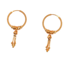 22K Gold Ball Hoop Earrings with Drop