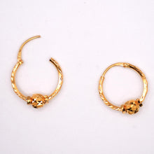 22K Gold Ball Hoop Earrings