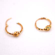 22K Gold Ball Hoop Earrings