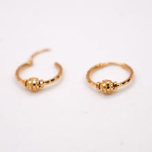 22K Gold Ball Hoop Earrings