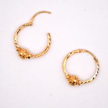 22K Gold Ball Hoop Earrings