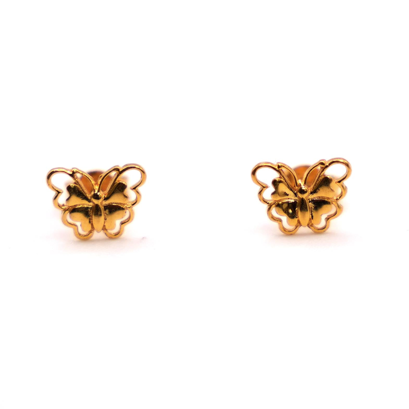 22K Gold Butterfly Studs