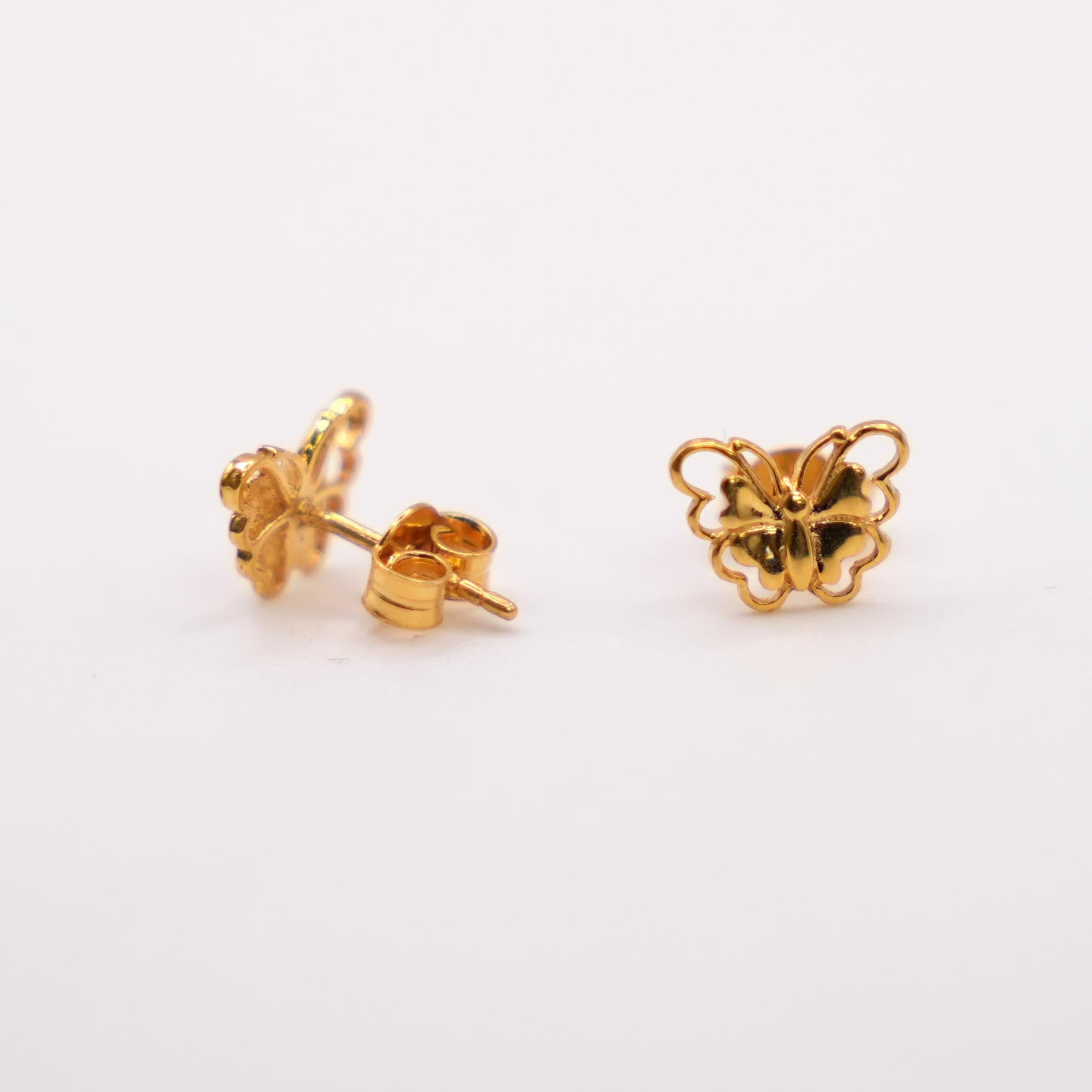 22K Gold Butterfly Studs