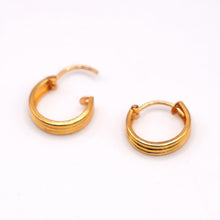 22K Gold Triple-Row Hoop Matte Finish Earrings