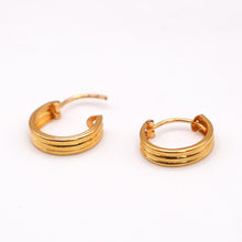 22K Gold Triple-Row Hoop Matte Finish Earrings