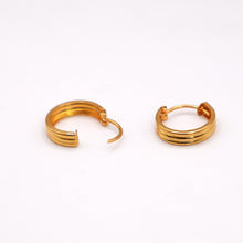 22K Gold Triple-Row Hoop Matte Finish Earrings