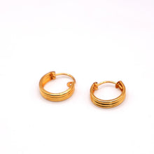 22K Gold Triple-Row Hoop Matte Finish Earrings