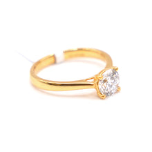 Gold Plated Silver Solitaire Ring with Lab Diamond