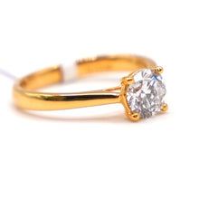 Gold Plated Silver Solitaire Ring with Lab Diamond