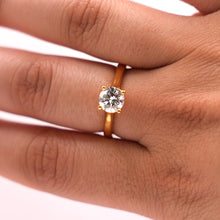 Gold Plated Silver Solitaire Ring with Lab Diamond